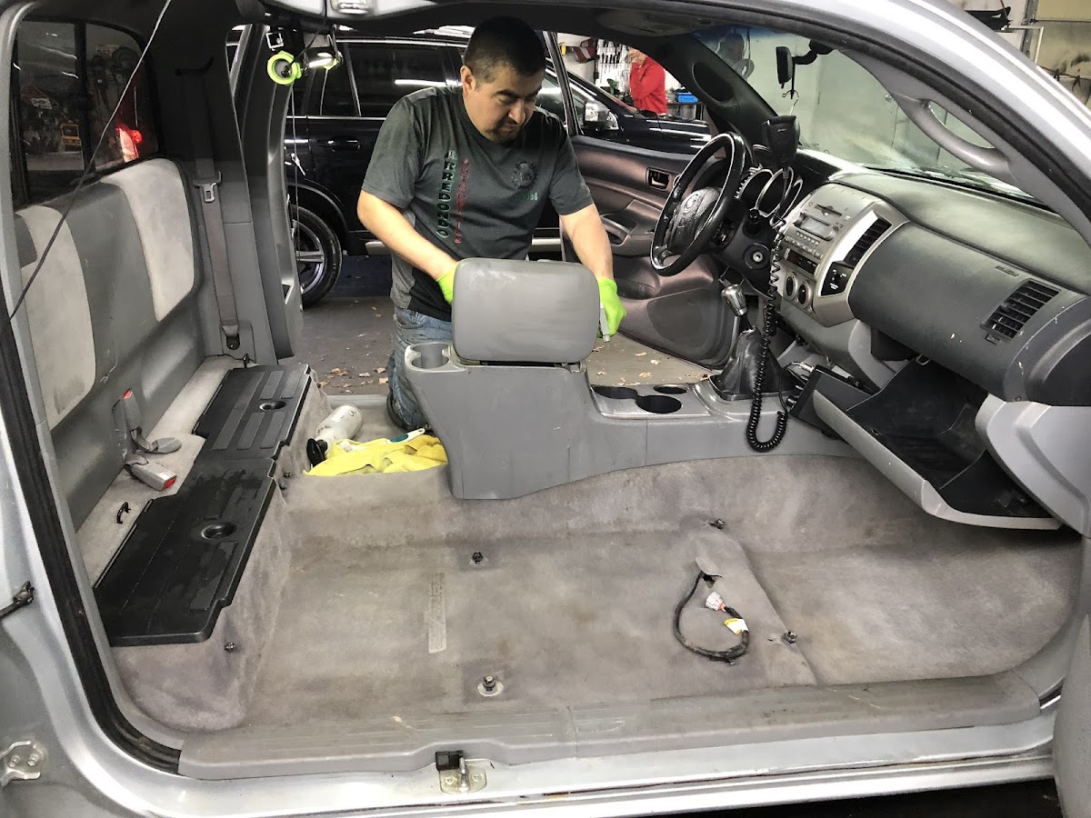 David detailing a truck interior at Arredondo Auto Details